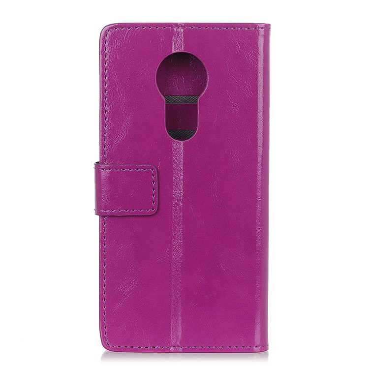 Crazy Horse Magnetic Stand Wallet PU Leather Protective Case for Motorola Moto G7 Power - Purple-2