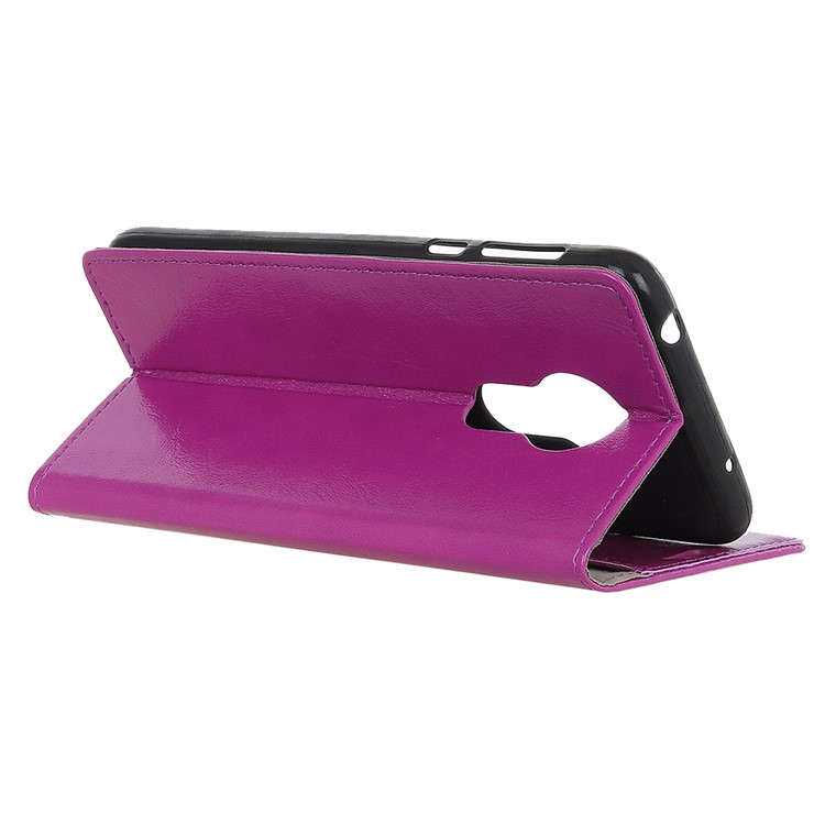 Crazy Horse Magnetic Stand Wallet PU Leather Protective Case for Motorola Moto G7 Power - Purple-5