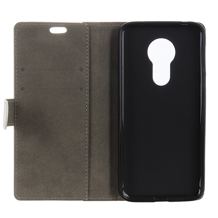 Wallet Leather Stand Cover for Motorola Moto G7 Power - White-4