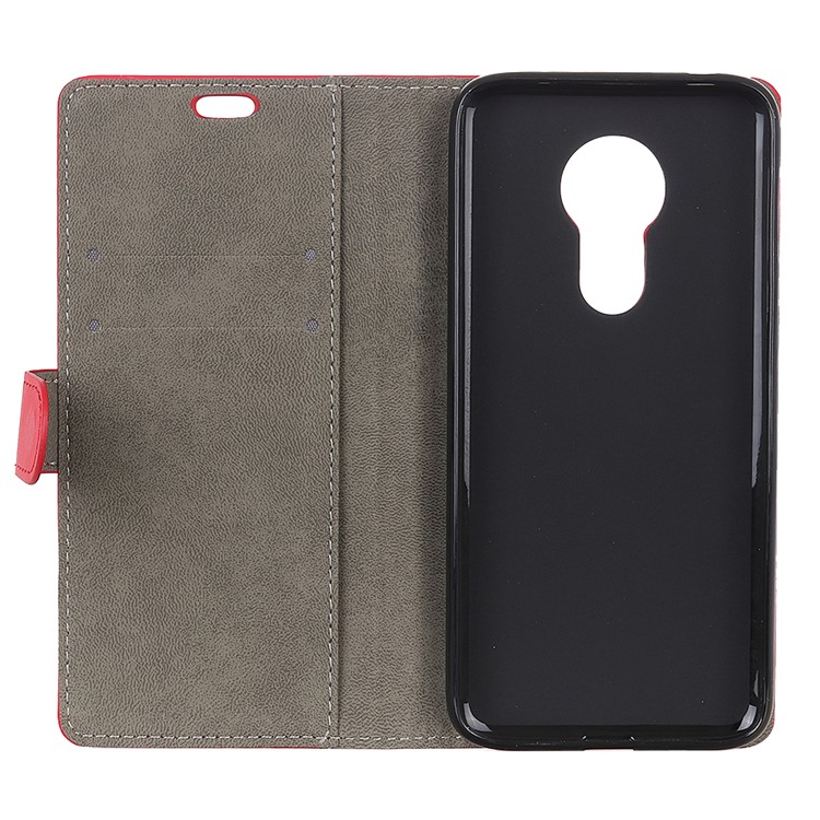 Wallet Leather Magnetic Case for Motorola Moto G7 Power - Red-4