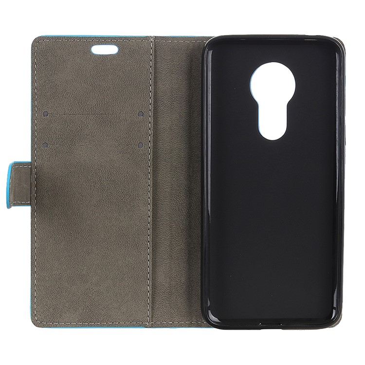 Leather Stand Case with Card Slots for Motorola Moto G7 Power - Blue-4