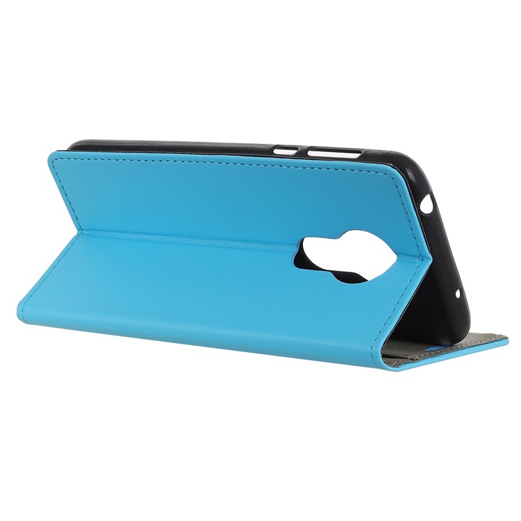 Leather Stand Case with Card Slots for Motorola Moto G7 Power - Blue-5