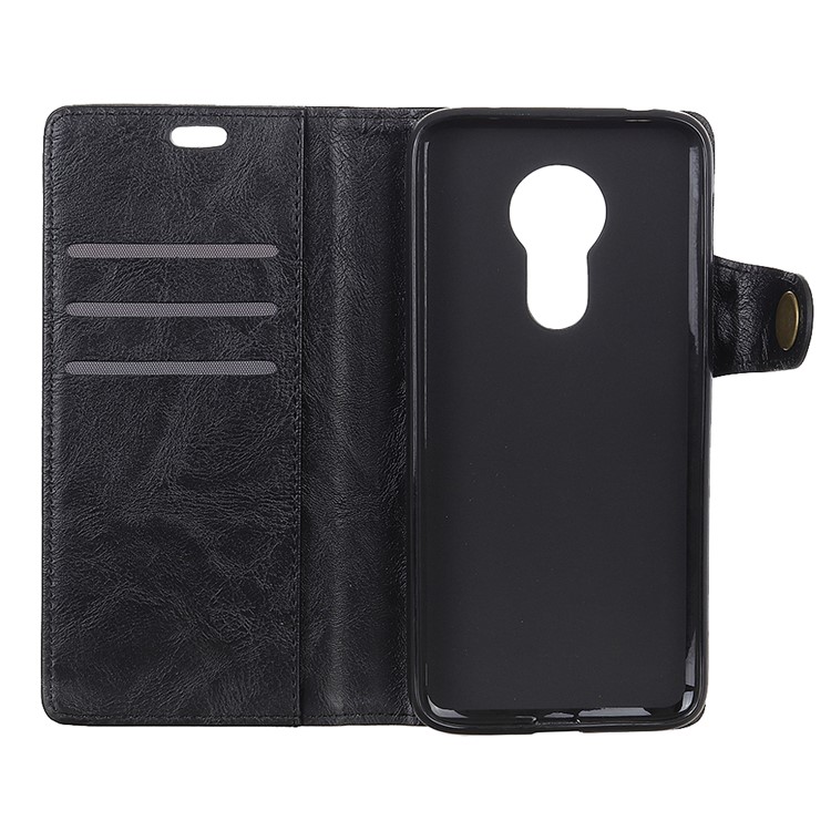 S Shape Crazy Horse PU Leather Stand Mobile Case for Motorola Moto G7 Power - Black-4