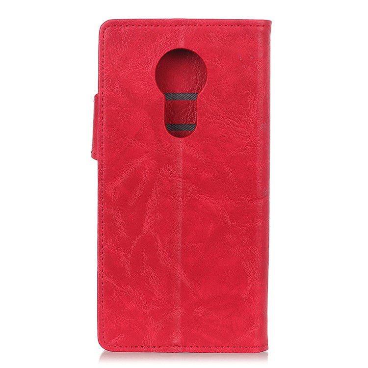 S Shape Crazy Horse PU Leather Stand Mobile Case for Motorola Moto G7 Power - Red-3