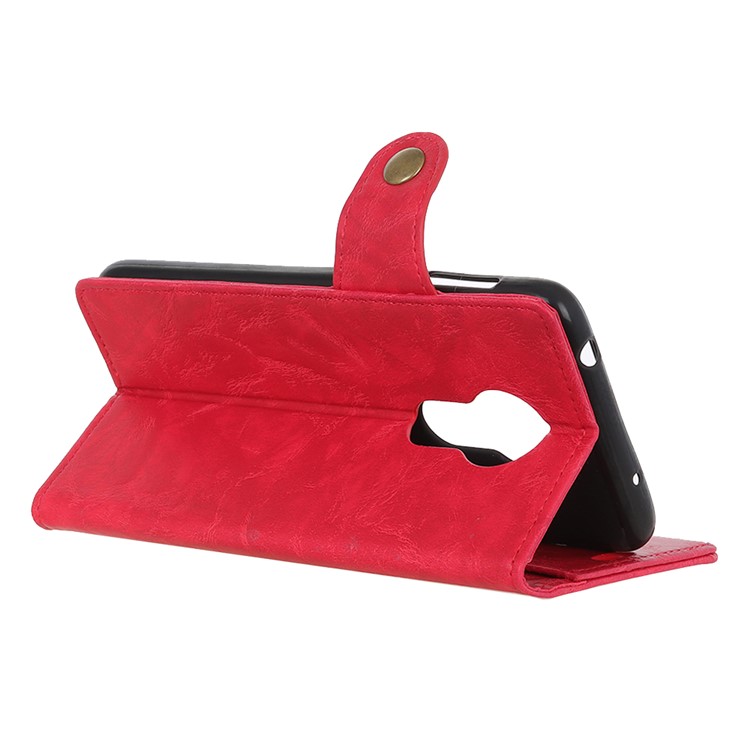 S Shape Crazy Horse PU Leather Stand Mobile Case for Motorola Moto G7 Power - Red-8