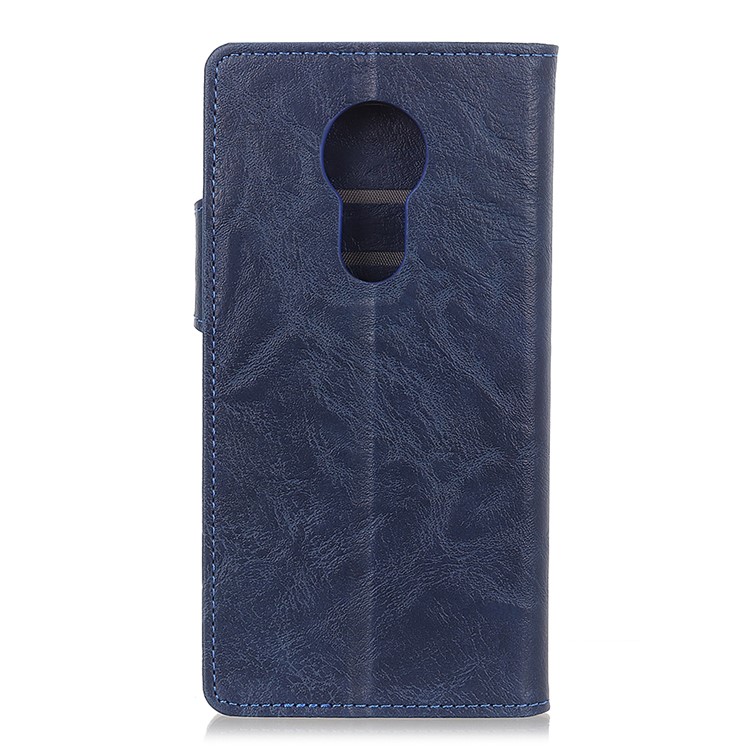 S Shape Crazy Horse PU Leather Stand Mobile Case for Motorola Moto G7 Power - Blue-3