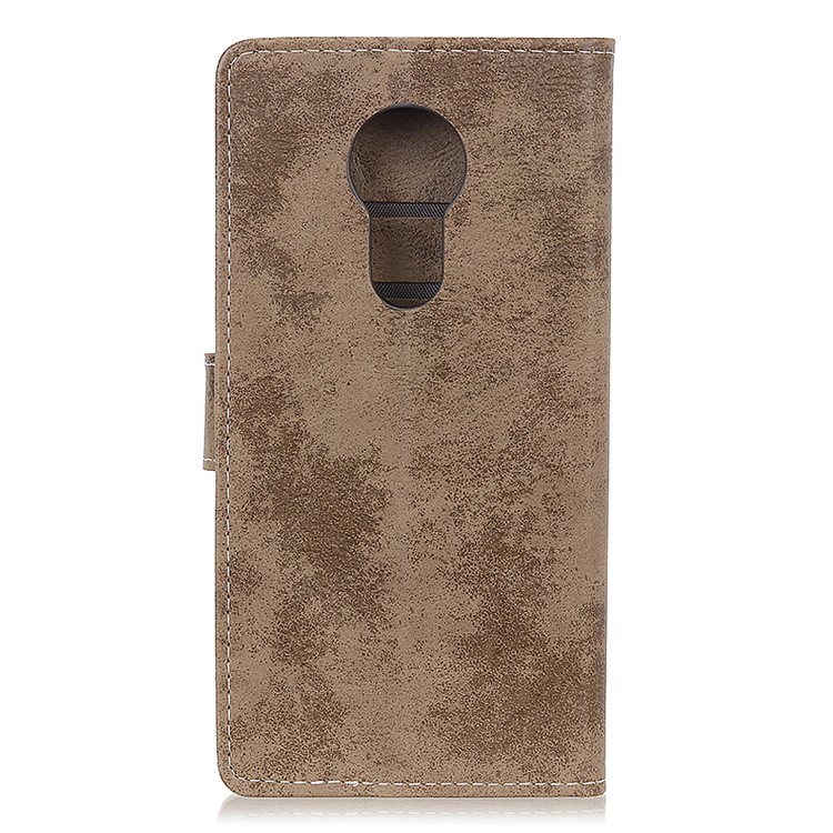 Vintage Style Wallet PU Leather Stand Protective Case for Motorola Moto G7 Power - Khaki-3