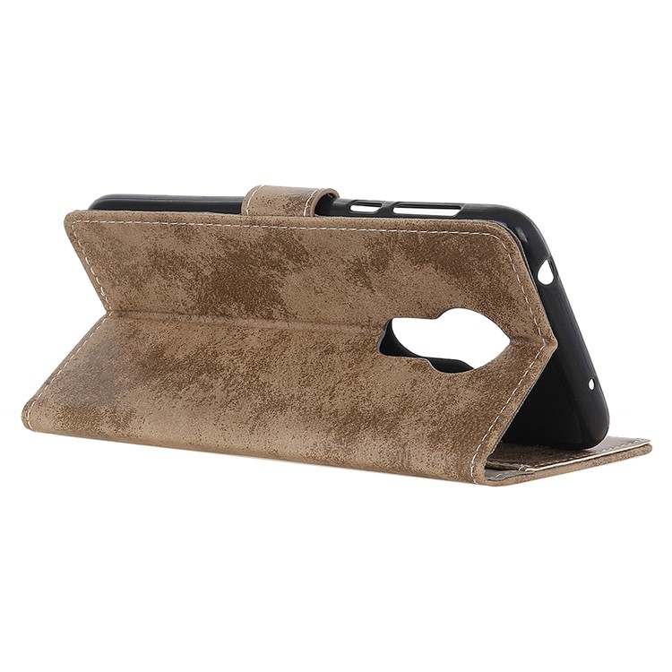 Vintage Style Wallet PU Leather Stand Protective Case for Motorola Moto G7 Power - Khaki-6