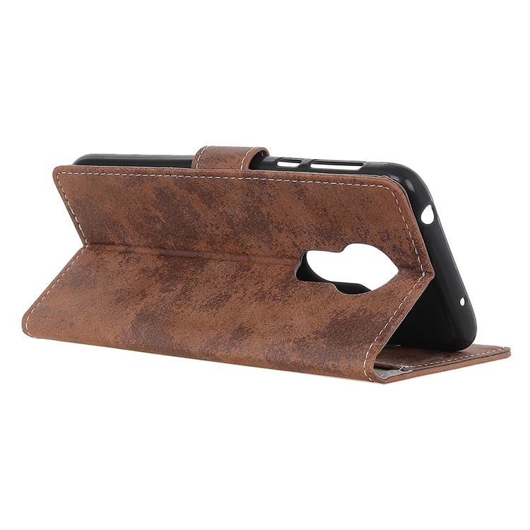 Vintage Style Wallet PU Leather Stand Protective Case for Motorola Moto G7 Power - Brown-6