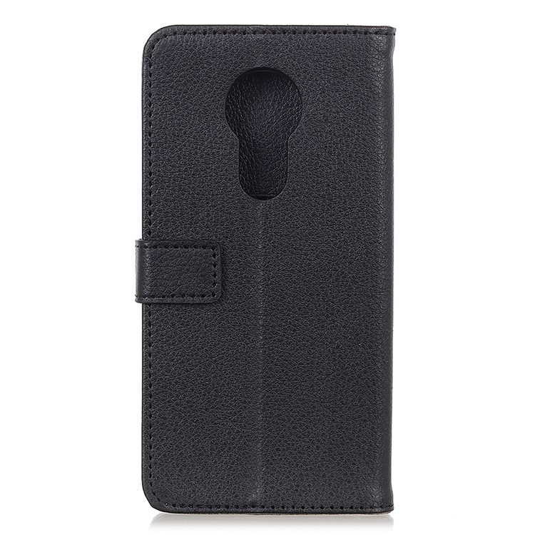 Litchi Texture Wallet Stand Leather Phone Case for Motorola Moto G7 Power - Black-3