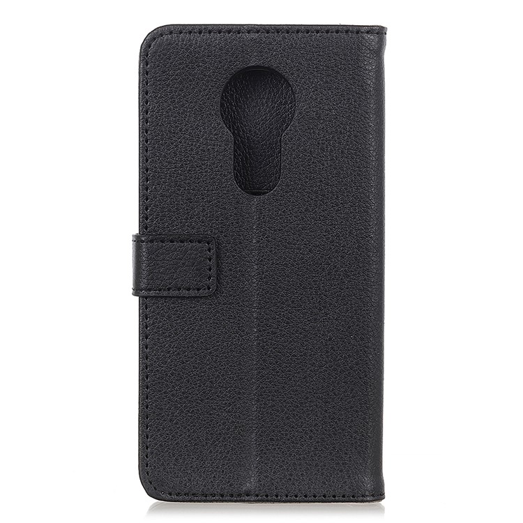 Litchi Texture Wallet Stand Leather Phone Case for Motorola Moto G7 Power - Black-3