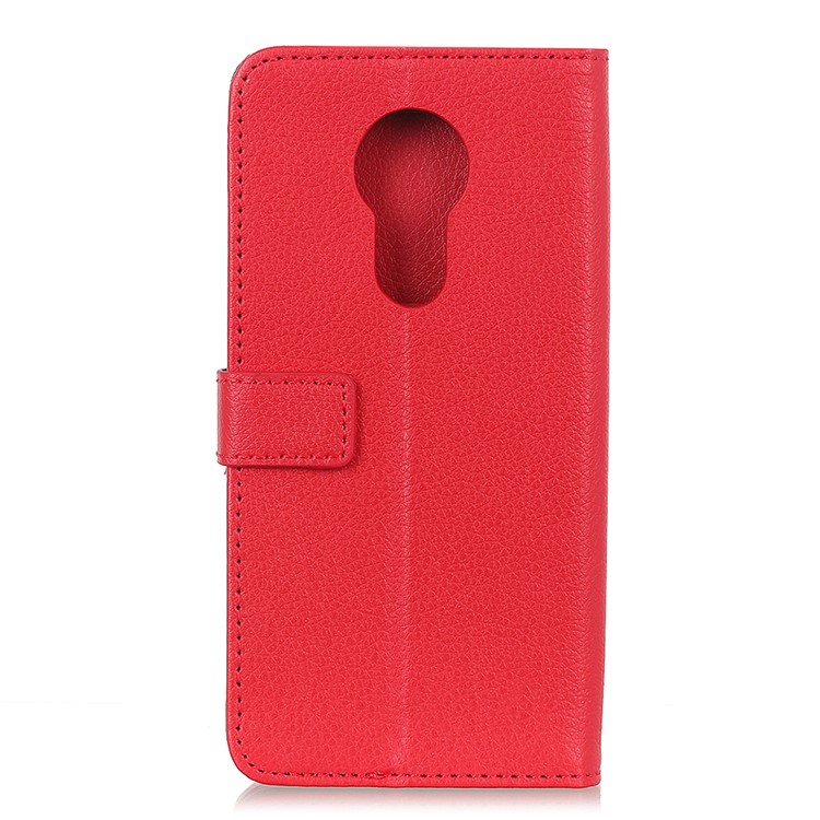 Litchi Texture Wallet Stand Leather Phone Case for Motorola Moto G7 Power - Red-3
