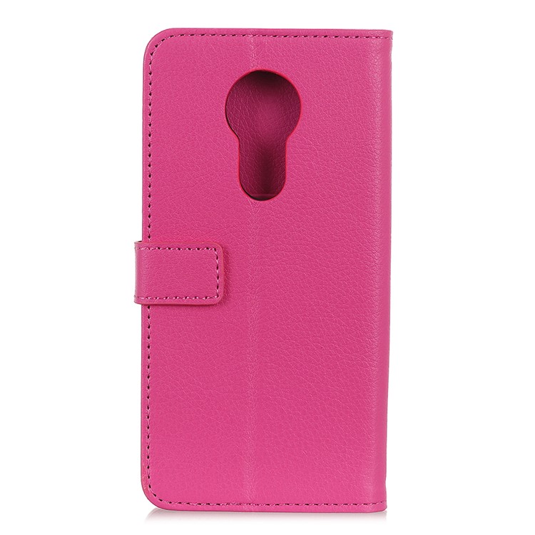 Litchi Texture Wallet Stand Leather Phone Case for Motorola Moto G7 Power - Rose-3