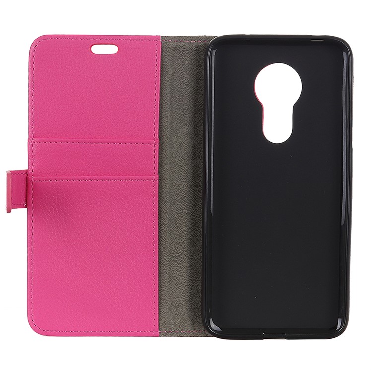 Litchi Texture Wallet Stand Leather Phone Case for Motorola Moto G7 Power - Rose-4