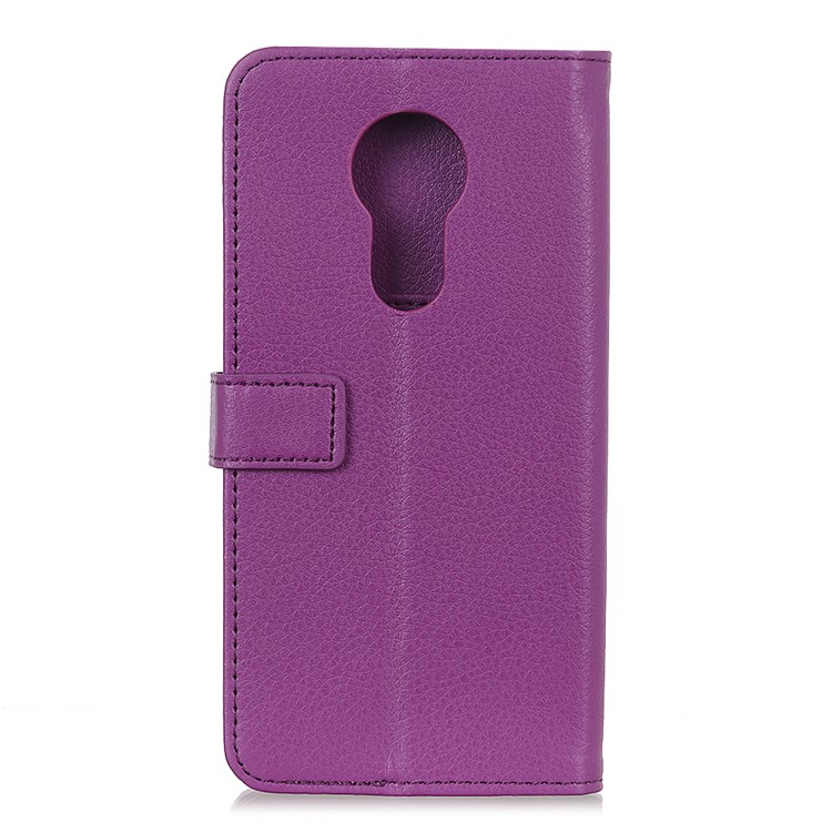 Litchi Texture Wallet Stand Ledertasche Für Motorola Moto G7 Power - Lila-3