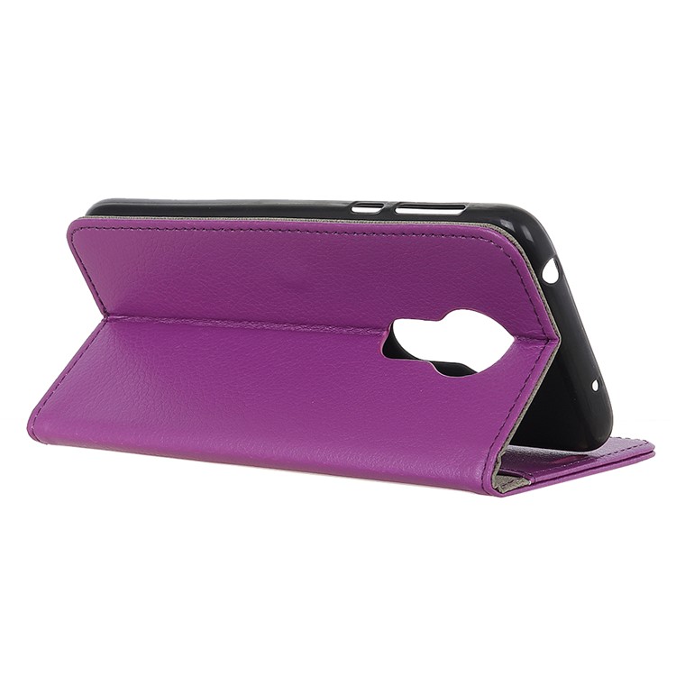 Litchi Texture Wallet Stand Ledertasche Für Motorola Moto G7 Power - Lila-6