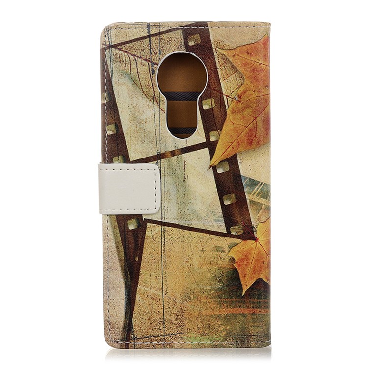 Cartera De Cuero Estampada Con Estampado Móvil Para Motorola Moto G7 Power - Torre Eiffel Y Hojas De Arce-4