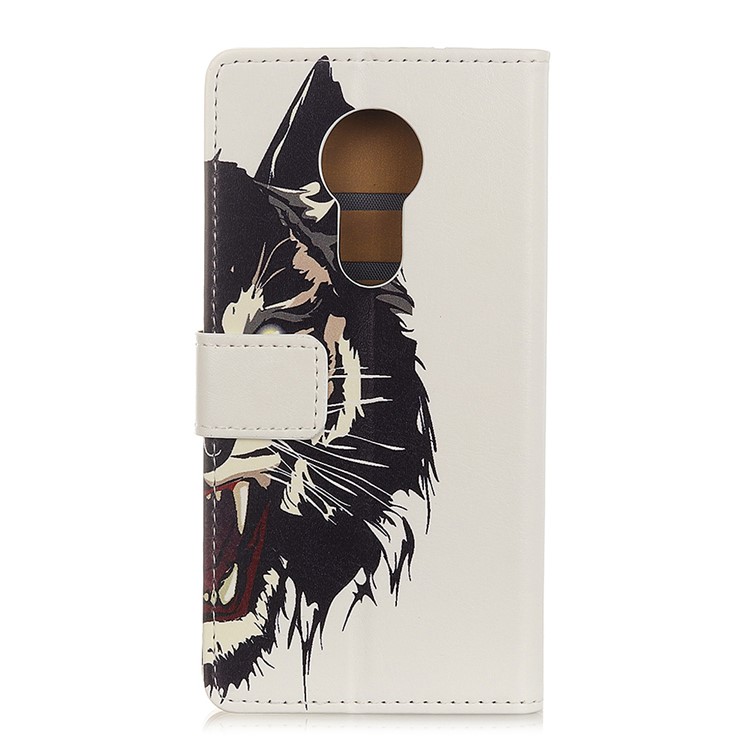 Pattern Printing Leather Wallet Mobile Cover for Motorola Moto G7 Power - Fierce Tiger-3