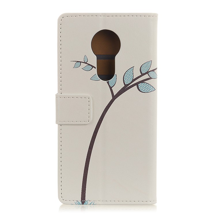 Pattern Printing Leather Wallet Mobile Cover for Motorola Moto G7 Power - Two Little Owls on Branch-3