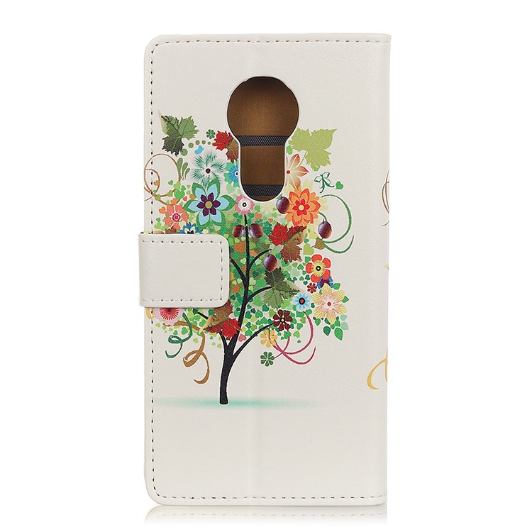 Pattern Printing Leather Wallet Mobile Cover for Motorola Moto G7 Power - Flowers Tree with Fruits-3
