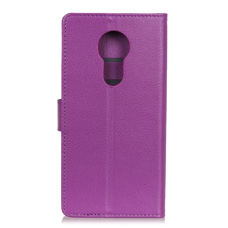 Litchi Skin Leather Stand Case with Card Slots for Motorola Moto G7 Power - Purple-1