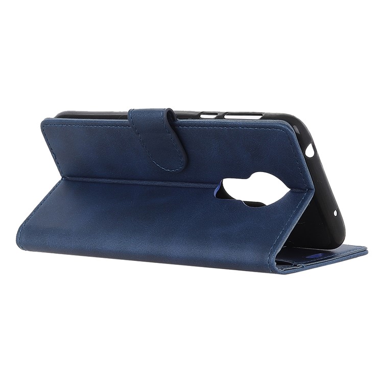 Matte PU Leather Wallet Stand Phone Case for Motorola Moto G7 Power - Blue-2