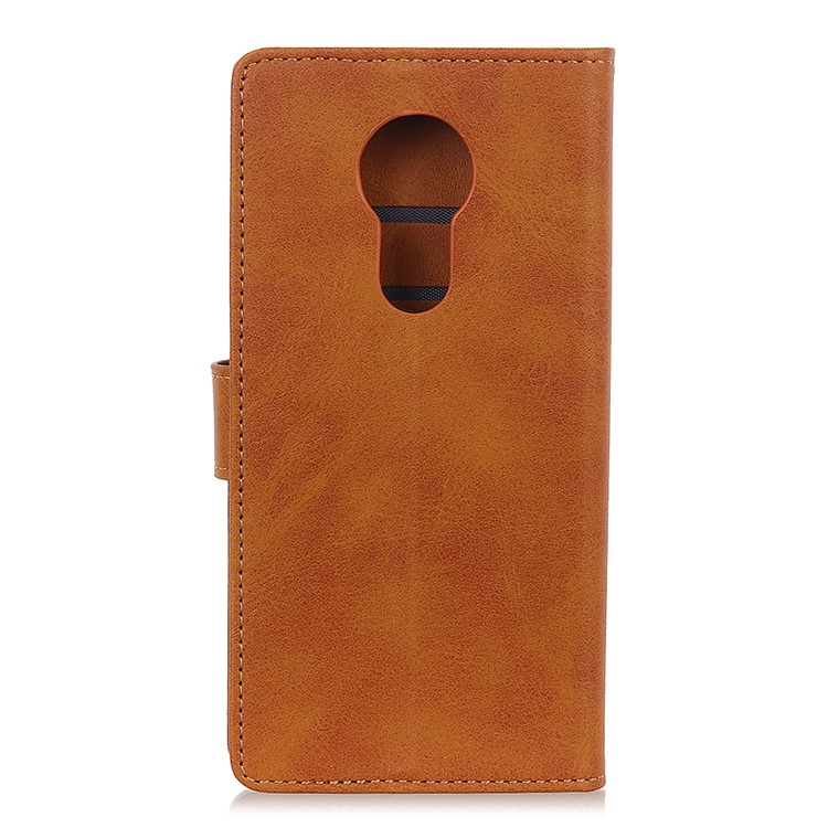 Matte PU Leather Wallet Stand Phone Case for Motorola Moto G7 Power - Brown-1