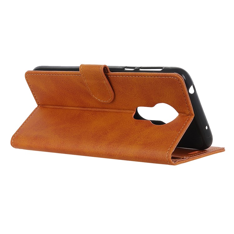 Matte PU Leather Wallet Stand Phone Case for Motorola Moto G7 Power - Brown-2