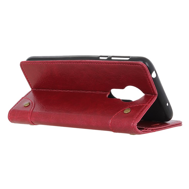 Nappa Texture Wallet Stand Leather Case for Motorola Moto G7 Power - Red-10