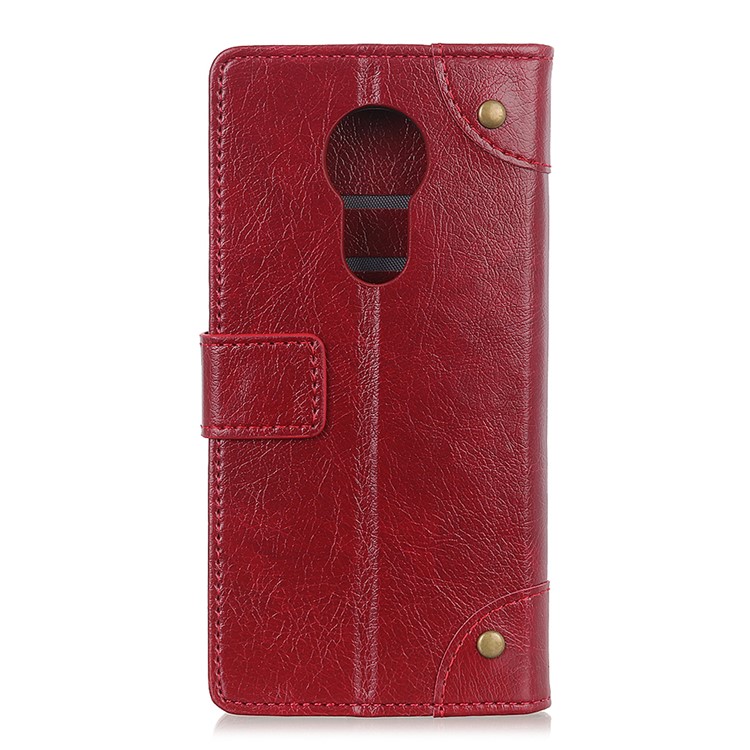 Nappa Texture Wallet Stand Leather Case for Motorola Moto G7 Power - Red-8