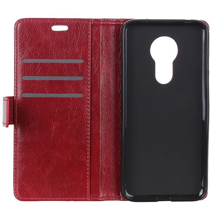 Nappa Texture Wallet Stand Leather Case for Motorola Moto G7 Power - Red-9
