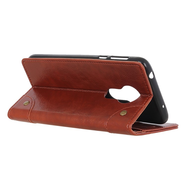Nappa Texture Wallet Stand Leather Case for Motorola Moto G7 Power - Brown-10