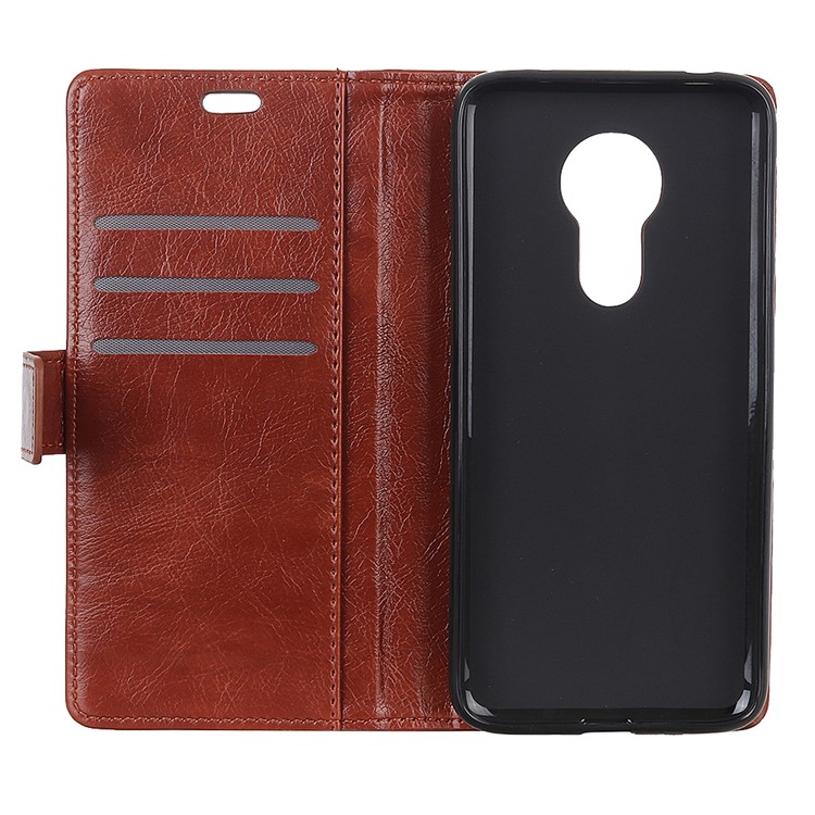 Nappa Texture Wallet Stand Leather Case for Motorola Moto G7 Power - Brown-9