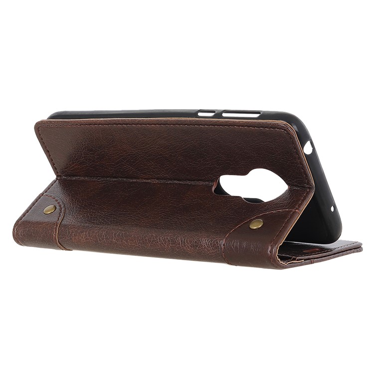 Nappa Texture Wallet Stand Leather Case for Motorola Moto G7 Power - Coffee-10