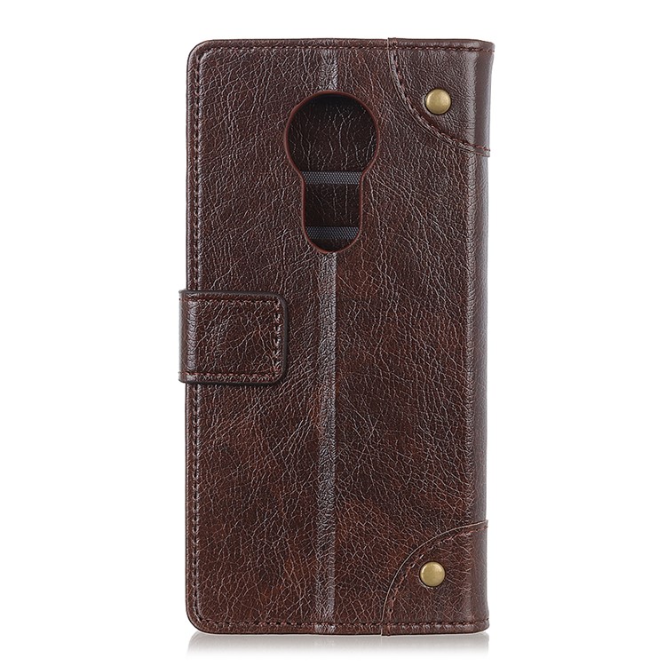 Nappa Texture Wallet Stand Leather Case for Motorola Moto G7 Power - Coffee-8