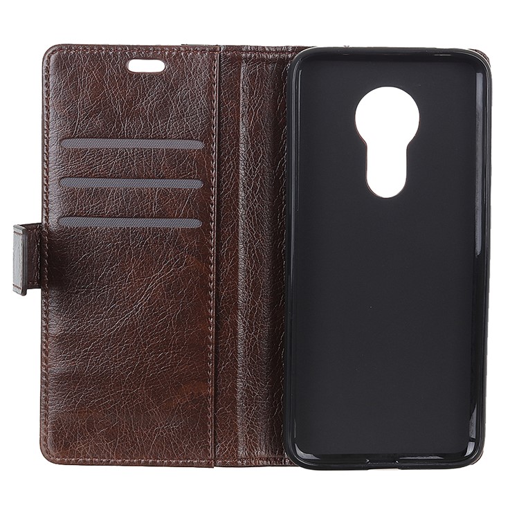 Nappa Texture Wallet Stand Leather Case for Motorola Moto G7 Power - Coffee-9