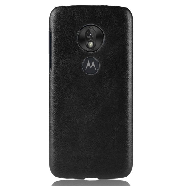 Litchi Texture PU Leather Coated PC Hard Case for Motorola Moto G7 Play US Version - Black-3