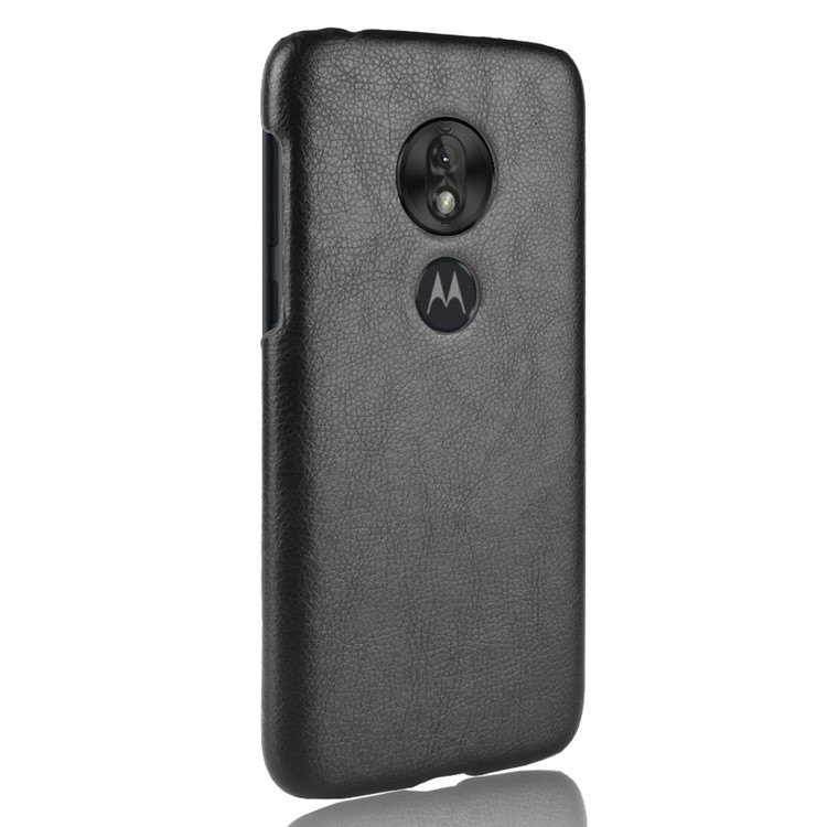 Litchi Texture PU Leather Coated PC Hard Case for Motorola Moto G7 Play US Version - Black-4