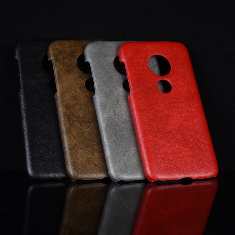 Litchi Texture PU Leather Coated PC Hard Case for Motorola Moto G7 Play US Version - Black-6