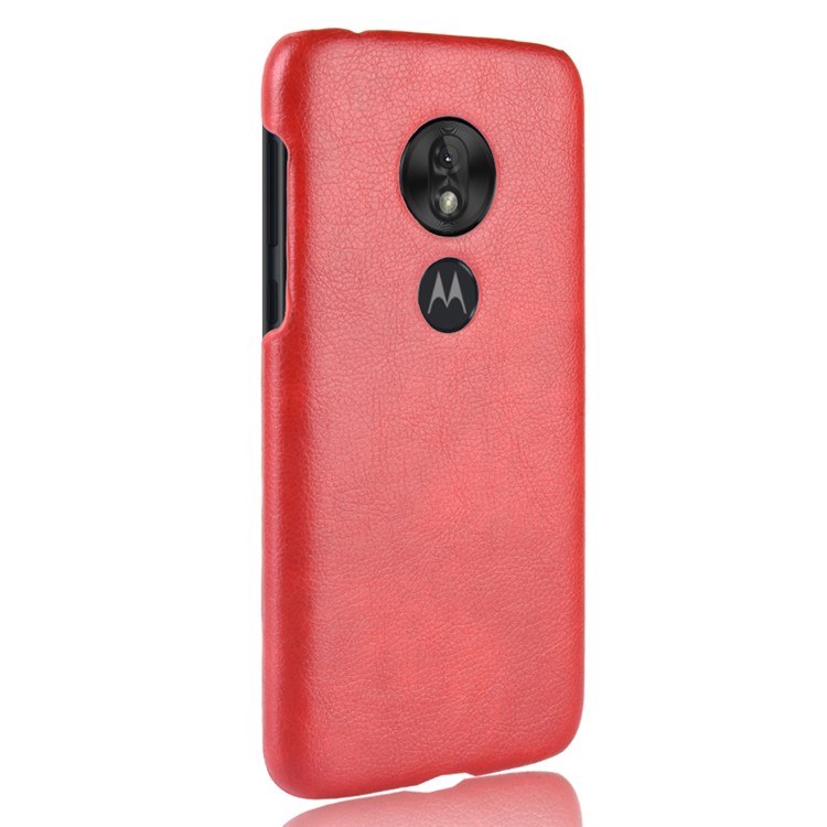 Litchi Texture PU Leather Coated PC Hard Case for Motorola Moto G7 Play US Version - Red-4