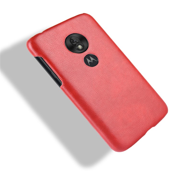 Litchi Texture PU Leather Coated PC Hard Case for Motorola Moto G7 Play US Version - Red-5
