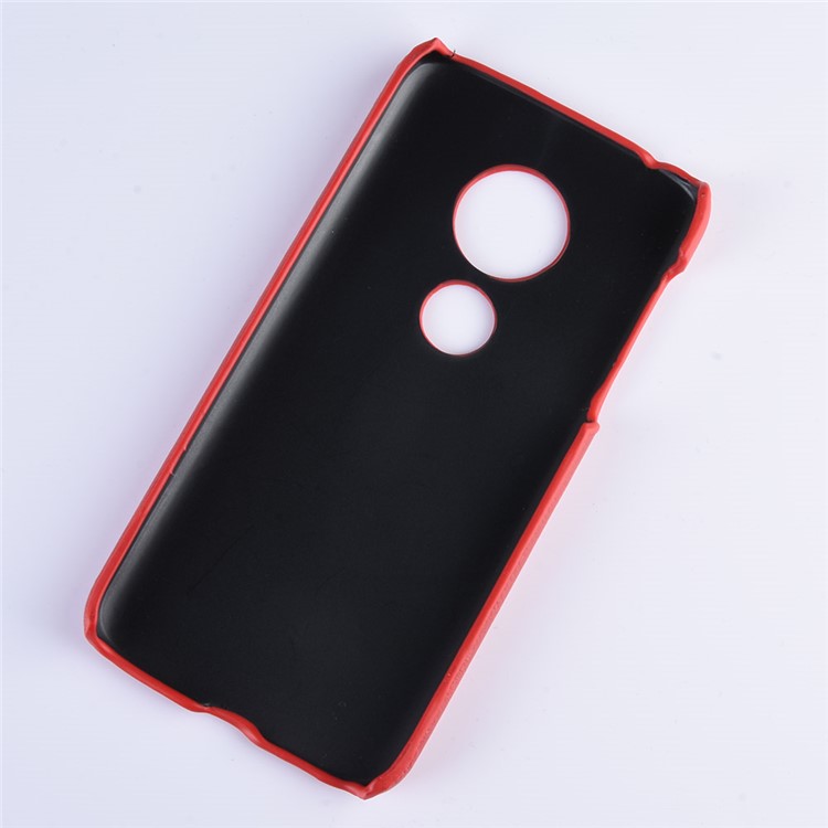 Litchi Texture PU Leather Coated PC Hard Case for Motorola Moto G7 Play US Version - Red-6
