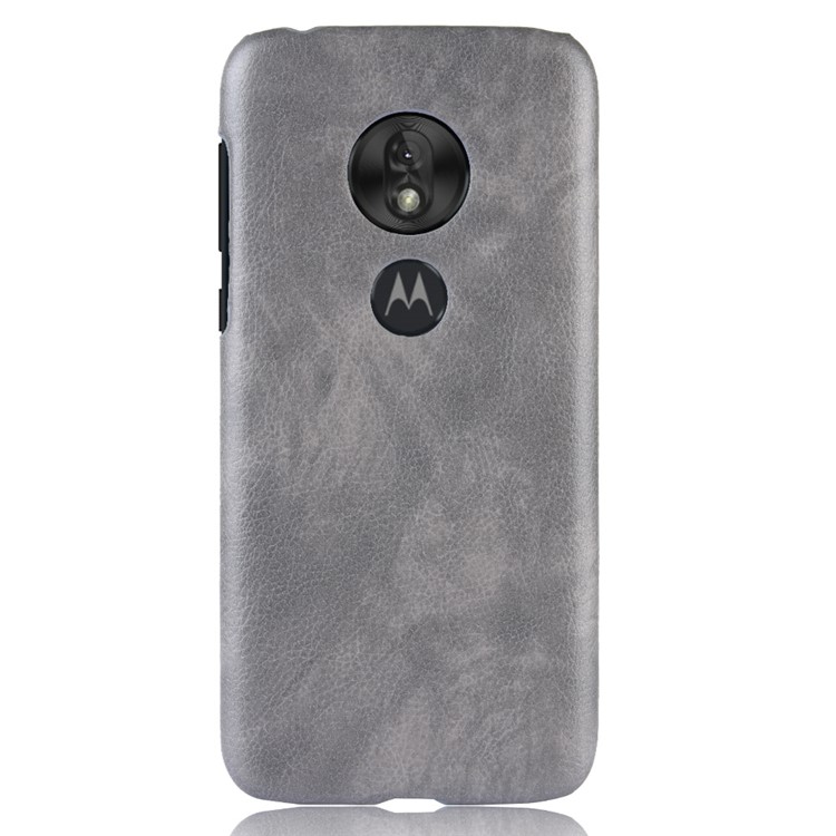 Litchi Texture PU Leather Coated PC Hard Case for Motorola Moto G7 Play US Version - Grey-3