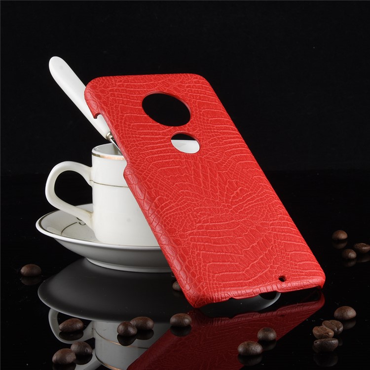Crocodile Texture PU Leather Coated PC Phone Case for Motorola Moto G7 / G7 Plus - Red-2