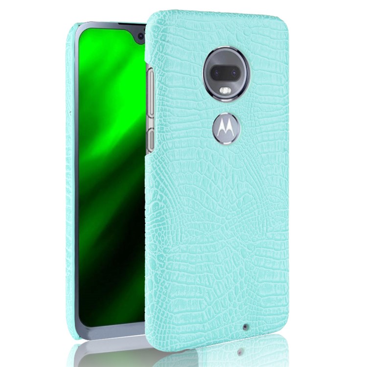 Crocodile Texture PU Leather Coated PC Phone Case for Motorola Moto G7 / G7 Plus - Cyan-1
