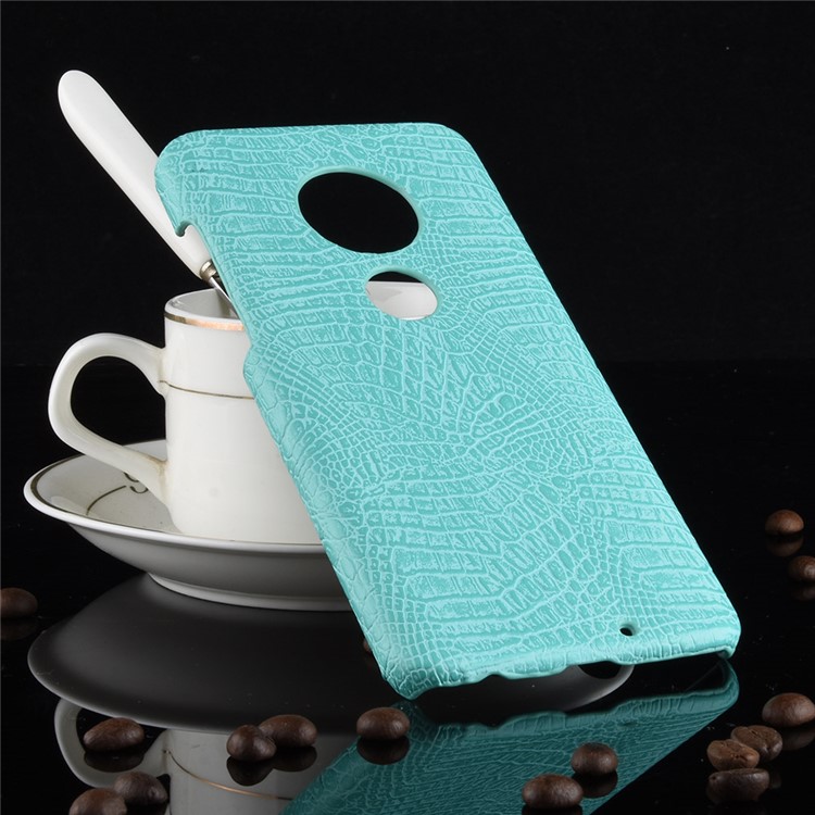 Crocodile Texture PU Leather Coated PC Phone Case for Motorola Moto G7 / G7 Plus - Cyan-2