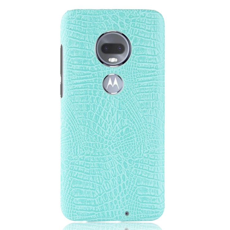 Crocodile Texture PU Leather Coated PC Phone Case for Motorola Moto G7 / G7 Plus - Cyan-3
