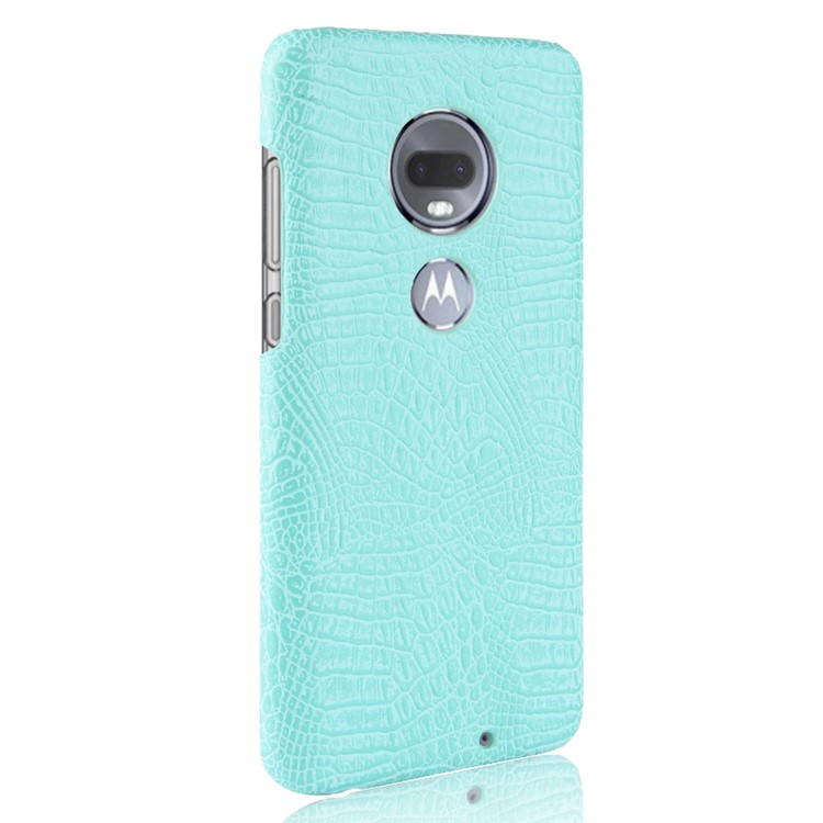 Crocodile Texture PU Leather Coated PC Phone Case for Motorola Moto G7 / G7 Plus - Cyan-4