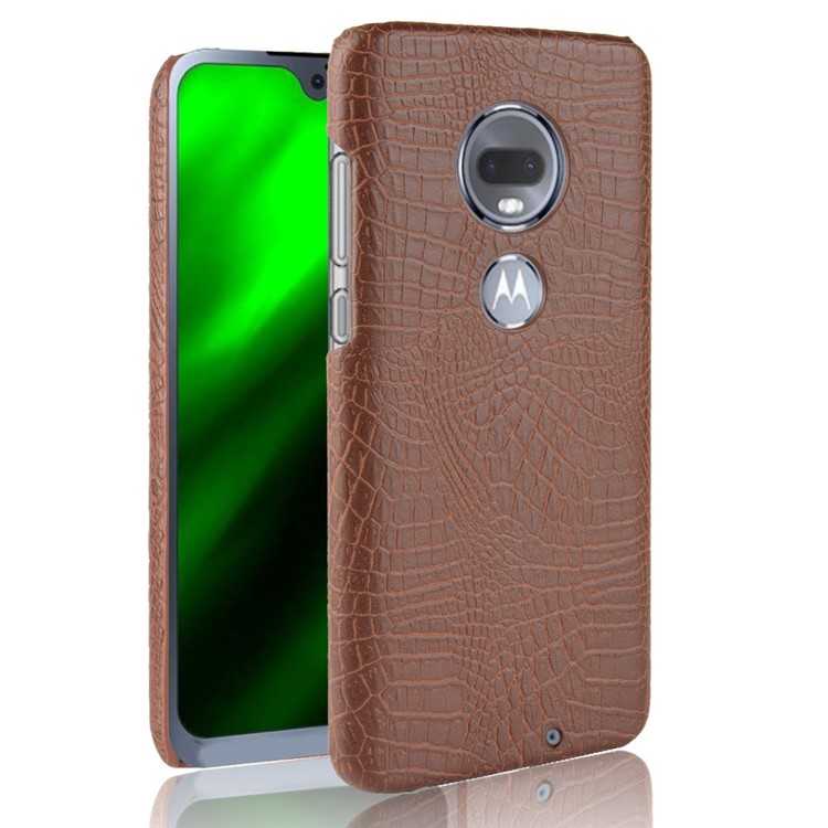 Crocodile Texture PU Leather Coated PC Phone Case for Motorola Moto G7 / G7 Plus - Brown-1
