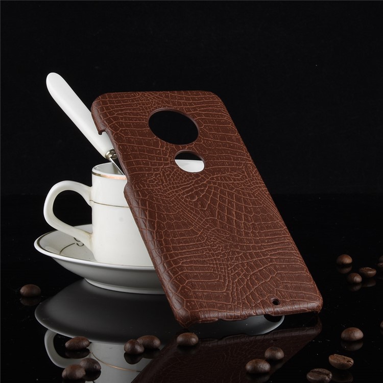 Crocodile Texture PU Leather Coated PC Phone Case for Motorola Moto G7 / G7 Plus - Brown-2